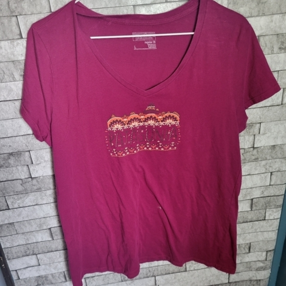 Patagonia Regular Fit‎ Size Large V-neck T-shirt